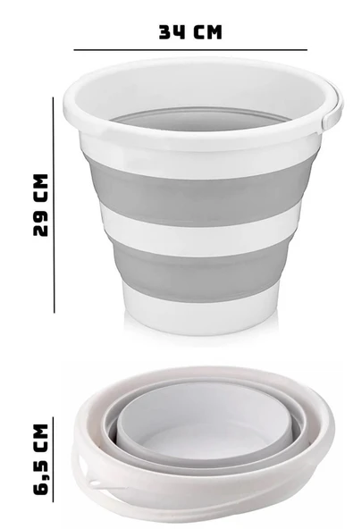13 Lt Silikon Su Kovası Pratik Katlanır - Banyo Temizlik Kovası Çok Amaçlı Kulplu Kova - 4