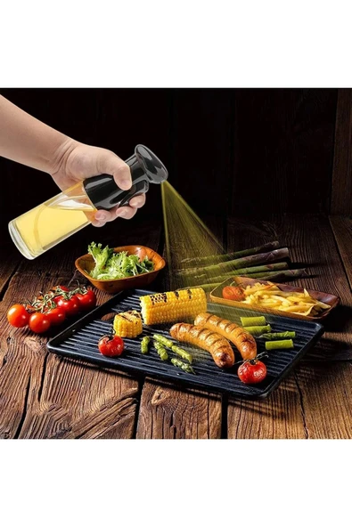 Pratik Püskürtmeli Sprey Cam Şişe Zeytinyağı Sirke Yağ Püskürtücü Yağdanlık Airfryer Yağdanlığı - 3