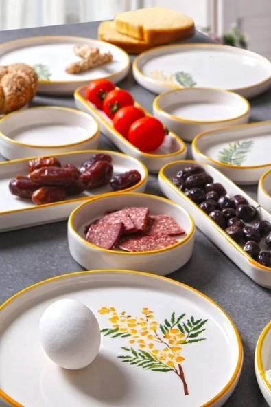 14 Parça 6 Kişilik Gelincik Desen Lüx  Kahvaltı Takımı Sunum Seti - 2