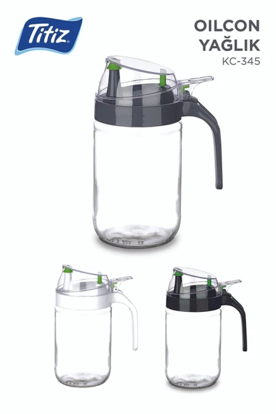 Damlatmaz Kapaklı Oilcon Yağdanlık 660ml Taş Gri - 2