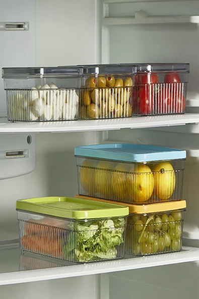 3'lü 1800 ml Buzdolabı Organizer -Saklama Kabı - 3