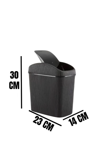 6 Lt Çöp Kovası, Mutfak, Banyo, Tuvalet, Ofis Çöp Kutusu Siyah - 5