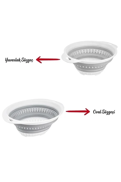 2'li Set Akordiyon Katlanır Süzgeç Seti - Katlanır Çeyiz Seti 2 Parça - 2