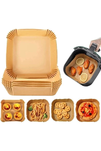 Airfryer Pişirme Kağıdı XL-XXL - 50 Adet Kare Fritöz Kağıdı Tek Kullanımlık 20cm - 3