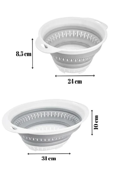 2'li Set Akordiyon Katlanır Süzgeç Seti - Katlanır Çeyiz Seti 2 Parça - 3