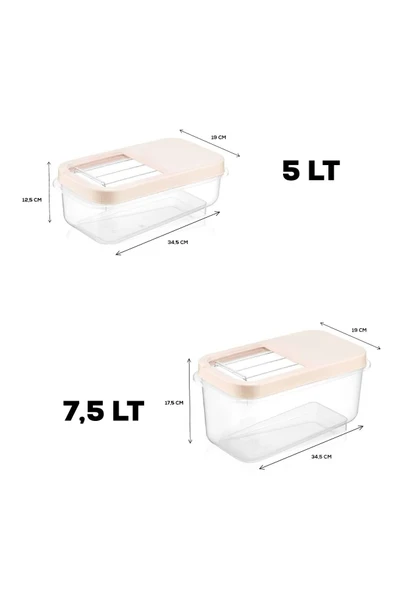 2'li Etiketli Kayar Kapaklı Deterjan Saklama Kabı - Tablet Deterjan Saklama Kutusu 5lt-7,5lt Krem - 2