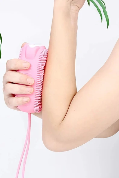 2'li Silikon Banyo Sabun Kesesi Hazneli Şampuan Peeling Vücut Masaj Fırçası Sabunluk Lif Sabunlu - 7