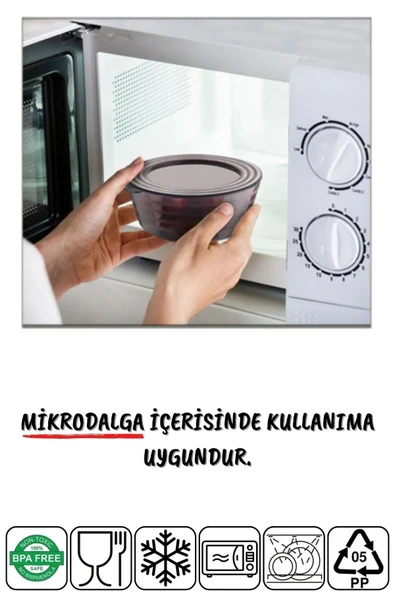 6'lı Set Çok Amaçlı Saklama Kabı Mikrodalga-difriz-kahvaltılık Vb. Şeffaf-antrasit - 2