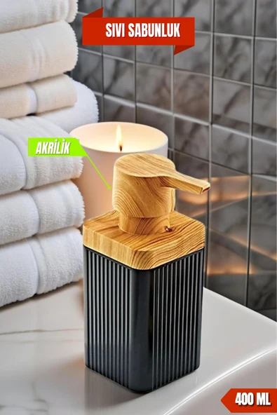 1 Adet Akrilik Sıvı Sabunluk Mutfak Banyo Sabunluk Seti- 400 ml Siyah