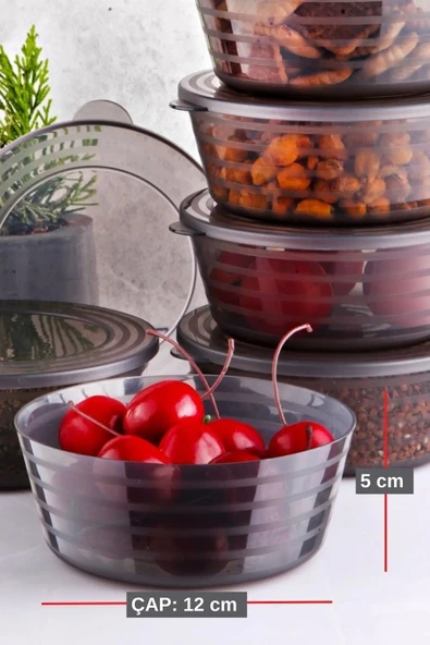 6'lı Set Çok Amaçlı Saklama Kabı Mikrodalga-difriz-kahvaltılık Vb. Şeffaf-antrasit - 4