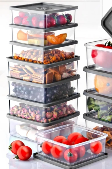 12'Li Set Kare Mikrodalga & Difriz Uyumlu Trio Saklama Kabı X4 0,75 Lt/1 Lt/1,5 Lt - 3