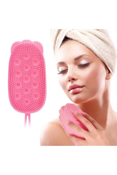2'li Silikon Banyo Sabun Kesesi Hazneli Şampuan Peeling Vücut Masaj Fırçası Sabunluk Lif Sabunlu - 2