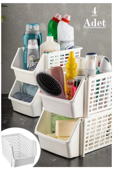 4'lü Üst Üste Eklenebilir Banyo Mutfak Rafı - 2