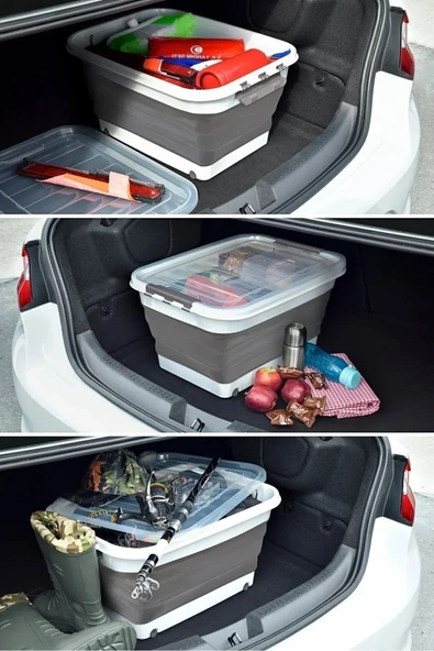 Tekerlekli Katlanır 45 LT  Çok Amaçlı Oyuncak-Erzak-Çamaşır Sepeti-Akordiyon Saklama Kabı - 3