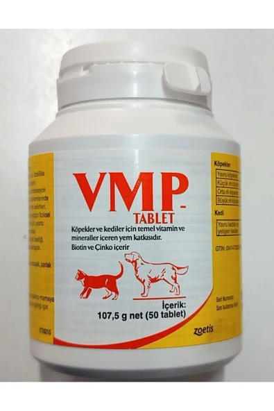 ZOETİS Vmp Kedi Ve Köpek Tüy Dökülme Önleyici Vitamin 50 Tablet