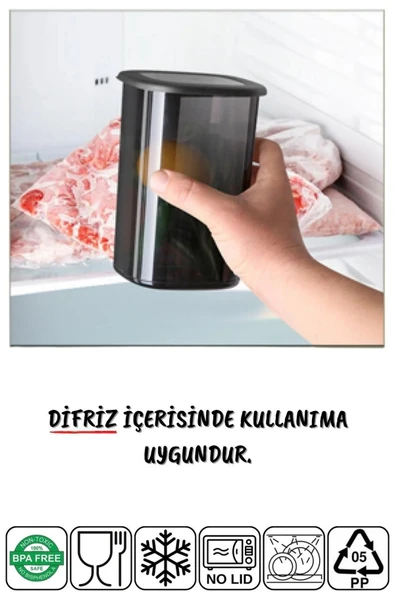 Etiketli 12 Adet 550 Ml Ekonomik Kırılmaz Antrasit Saklama Kabı - 2