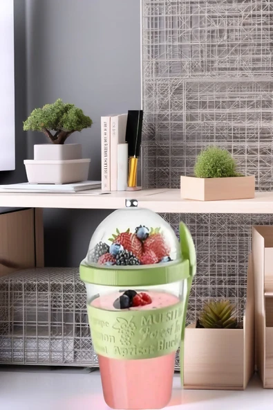 4 ADET Diyet & Kahvaltı için Çatal & Kaşıklı Kapaklı Yoğurt Müsli Salata Meyve Saklama Kabı - 600 ml - 4