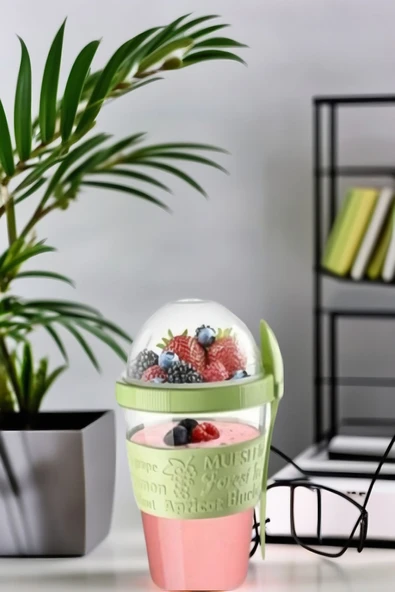 4 ADET Diyet & Kahvaltı için Çatal & Kaşıklı Kapaklı Yoğurt Müsli Salata Meyve Saklama Kabı - 600 ml - 3