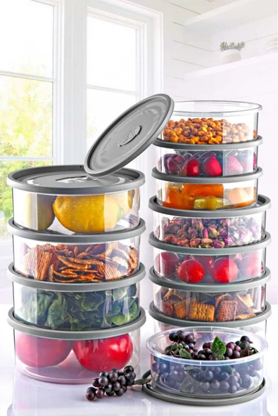 12'li Set Yuvarlak Mikrodalga & Difriz Uyumlu Trio Saklama Kabı X4 0,75 Lt/1 Lt/1,5 Lt - 4