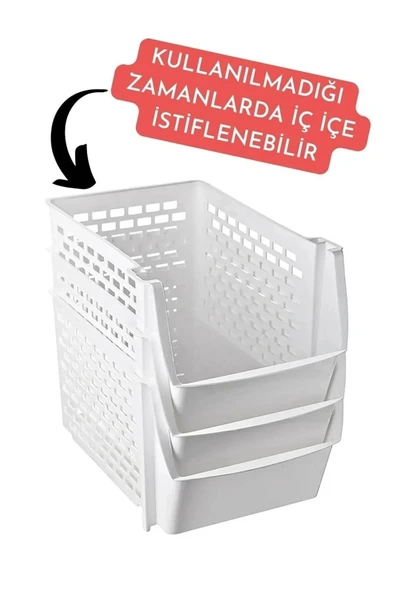 4 Adet Çok Amaçlı Dolap Içi, Evye Altı Ve Buzdolabı Içi Katlı Düzenleyici Beyaz - 2