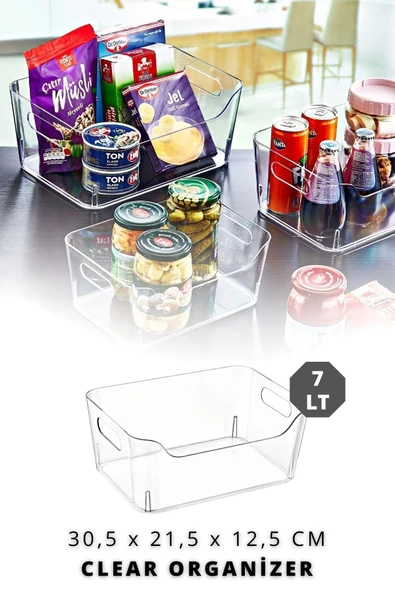 7 Lt Clear Buzdolabı & Dolap Içi Düzenleyici Organizer 30,5x21,5x12,5 Cm - 4