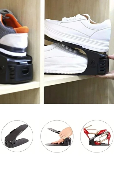 Siyah Ayarlanabilir 4 Kademeli Ayakkabı Rampası 1 Adet - 5