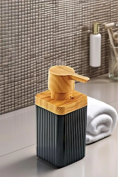 1 Adet Akrilik Sıvı Sabunluk Mutfak Banyo Sabunluk Seti- 400 ml Siyah - 2