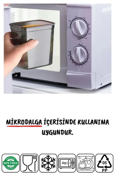 Etiketli 12 Adet 550 Ml Ekonomik Kırılmaz Antrasit Saklama Kabı - 4