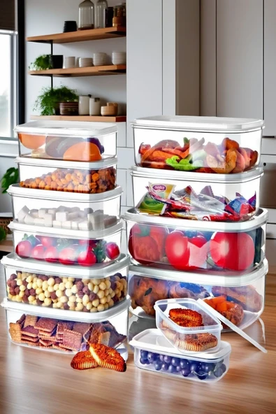 12'li Set Dikdörtgen Saklama Kabı Seti Beyaz - 2