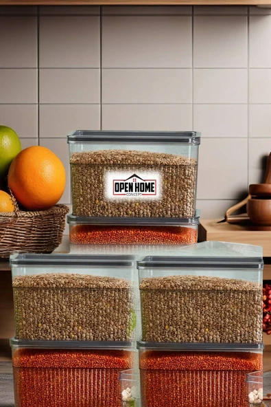 6'lı Sızdırmaz Kapaklı 3600 ml Buzdolabı Organizer -Saklama Kabı - 3