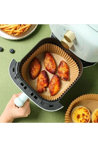 Airfryer Pişirme Kağıdı XL-XXL - 50 Adet Kare Fritöz Kağıdı Tek Kullanımlık 20cm - 5