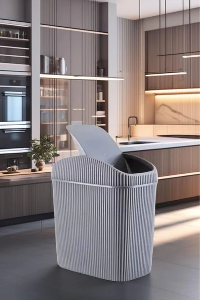 6 Lt Çöp Kovası, Mutfak, Banyo, Tuvalet, Ofis Çöp Kutusu Gri - 4