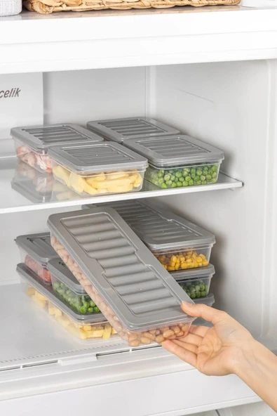 6 Lı Set Freshbox Mikrodalga Ve Difrize Uygun Saklama Kabı Set Gri - 6