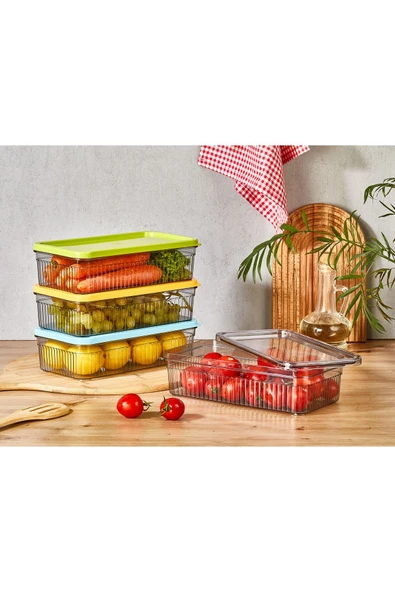 6'lı 1800 ml Buzdolabı Organizer -Saklama Kabı - 3