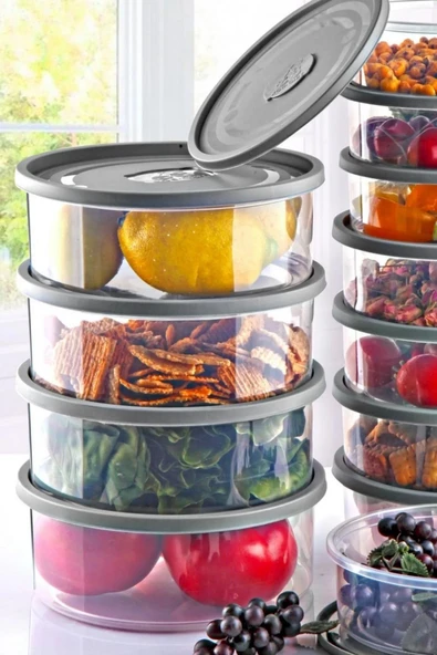 12'li Set Yuvarlak Mikrodalga & Difriz Uyumlu Trio Saklama Kabı X4 0,75 Lt/1 Lt/1,5 Lt - 2