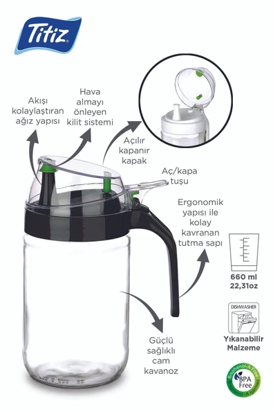 Damlatmaz Kapaklı Oilcon Yağdanlık 660ml Taş Gri - 3
