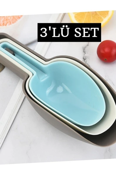 3'lü Set Un, Şeker, Erzak, Bakliyat, Deterjan Vb. Ölçü Küreği