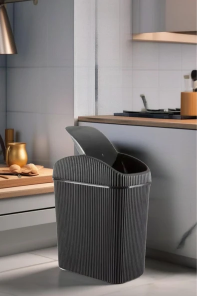 6 Lt Çöp Kovası, Mutfak, Banyo, Tuvalet, Ofis Çöp Kutusu Siyah - 4
