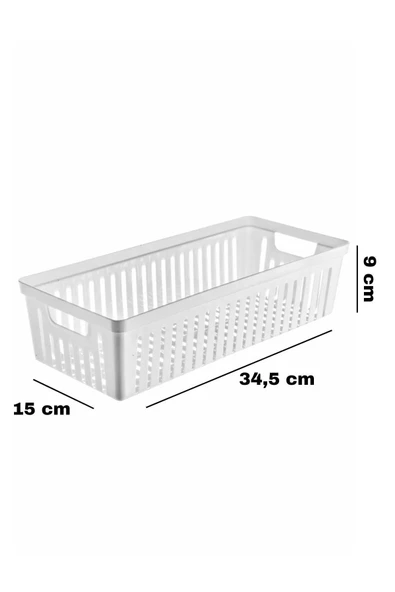 6'Lı Set No:2 Çok Amaçlı Dolap İçi Düzenleyici Sepet - Banyo Düzenleyici BEYAZ - 3