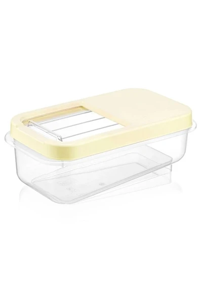 2 Adet 5 Lt Kolay Kayar Kapaklı Multibox Erzak Bakliyat Vs. Saklama Kabı Krem - 2