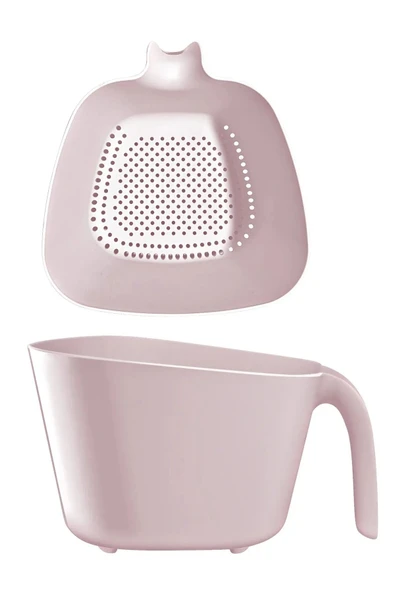 Saplı, Ikili Pirinç Makarna Sebze Süzgeci 2,45lt Pudra - 2