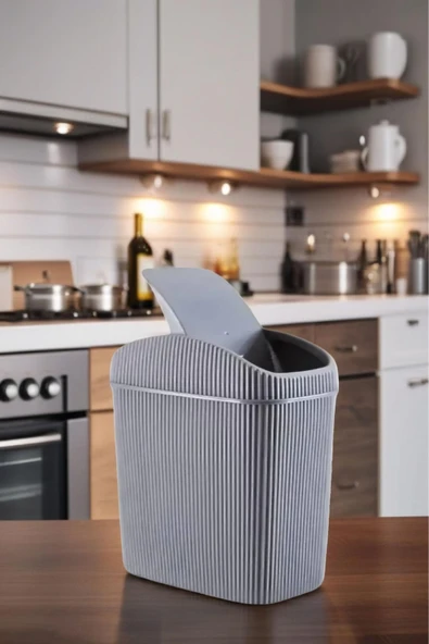 6 Lt Çöp Kovası, Mutfak, Banyo, Tuvalet, Ofis Çöp Kutusu Gri - 2