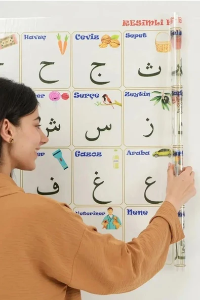 100x150 cm Statik Kağıt Elif-Ba Öğrenme Tahtası - 4
