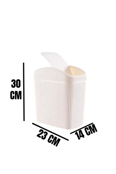 6 Lt Çöp Kovası, Mutfak, Banyo, Tuvalet, Ofis Çöp Kutusu Krem - 5
