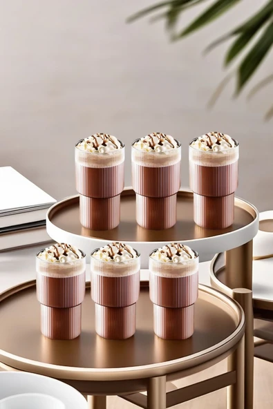 6'lı Origami Cam Model Borosilikat Soğuk Kahve Kokteyl Meşrubat Bardak 300 Ml-6'lı Cam Pipet Hediye - 2