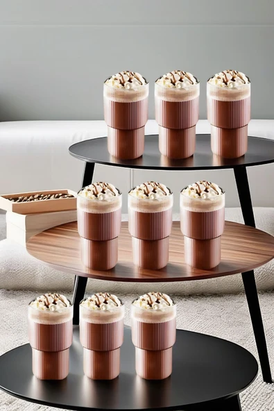 9'lu Origami Cam Model Borosilikat Soğuk Kahve Kokteyl Meşrubat Bardak 300 Ml-9 Cam Pipet Hediye - 2