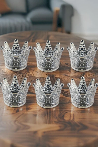 6'lı Set Kristal Taç Mumluk Şeffaf - 3