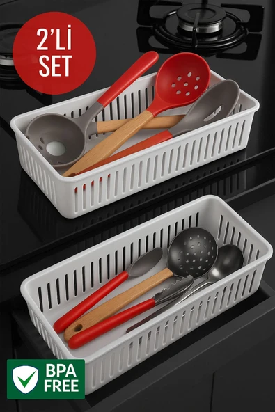 2'li Çekmece İçi Kaşıklık Sepet Organizer