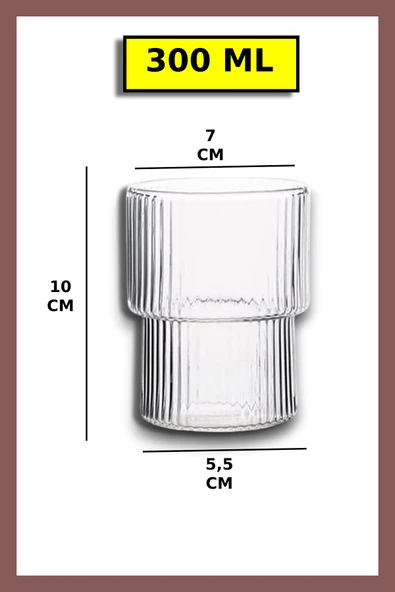 9'lu Origami Cam Model Borosilikat Soğuk Kahve Kokteyl Meşrubat Bardak 300 Ml-9 Cam Pipet Hediye - 7