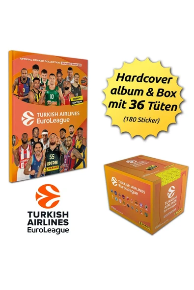 2024-25 Turkish Airlines EuroLeague Panini Official Sticker Collection Hardcover-Bundle Ltd Edition - 3